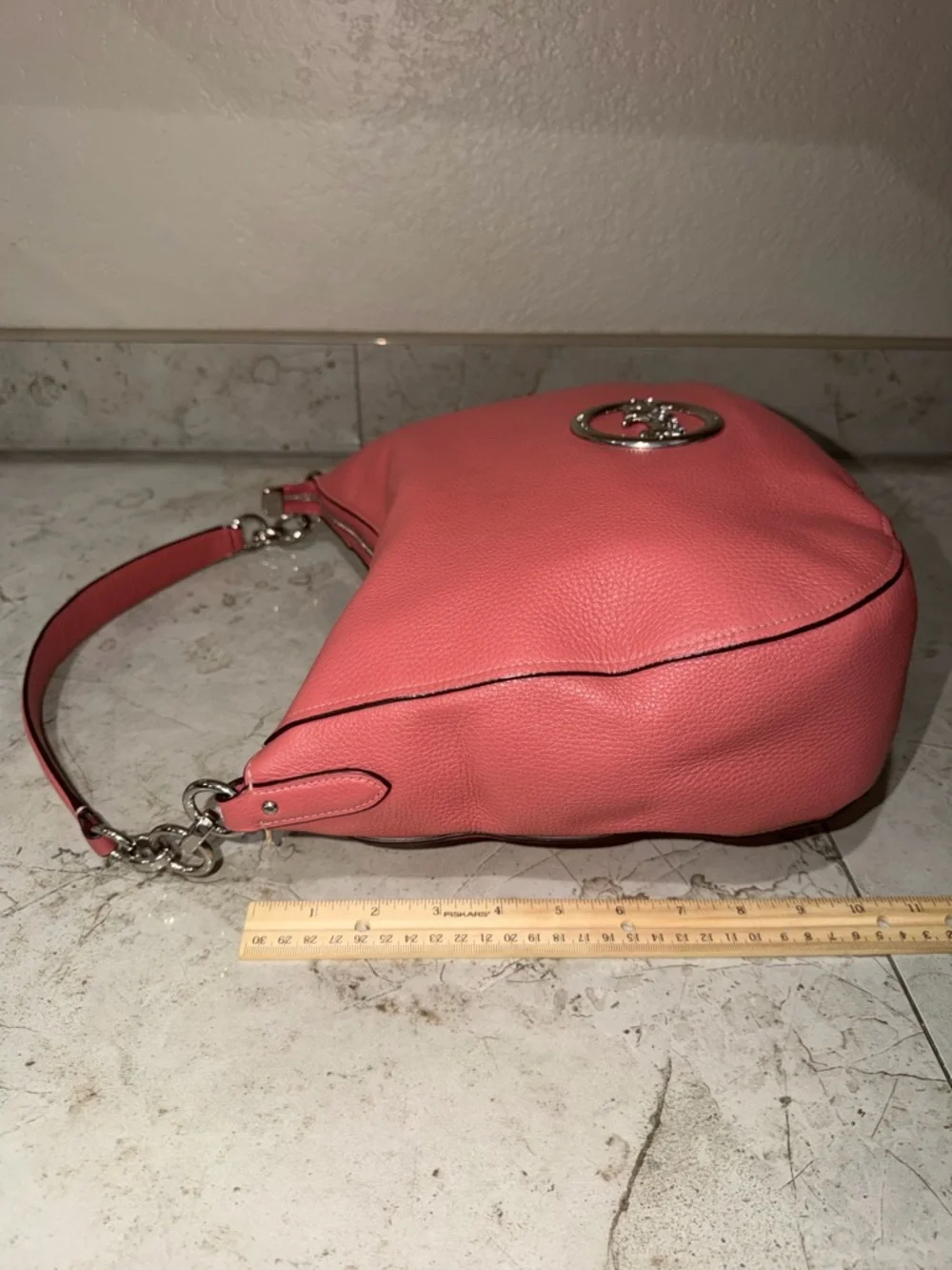 Coach Coral Pink Pebbled Leather Hobo Bag